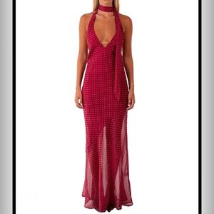 I AM DELILAH Wine Polka Dot Maxi Dress
